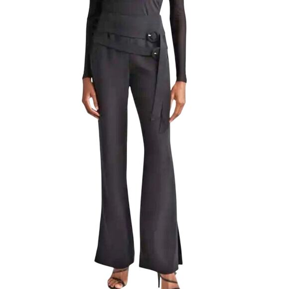 Cinq a Sept pants Hadlee belted wide leg double buckle open ankle size 16 - Picture 1 of 7